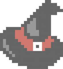 Obraz premium halloween witch magician hat 8bit pixel art, flat icon design png illustration