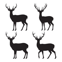  Black silhouettes of deer in various poses and positions, perfect for wildlife designs