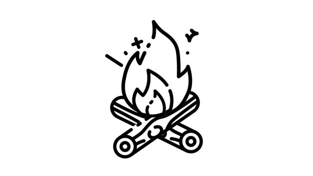 Travel Bonfire Line Icon motion graphic animation with alpha channel