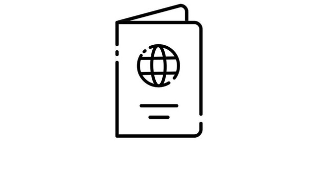 Travel Passport Line Icon motion graphic animation with alpha channel