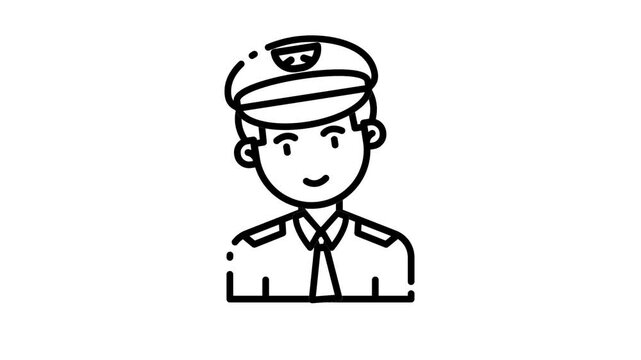 Travel Pilot Line Icon motion graphic animation with alpha channel