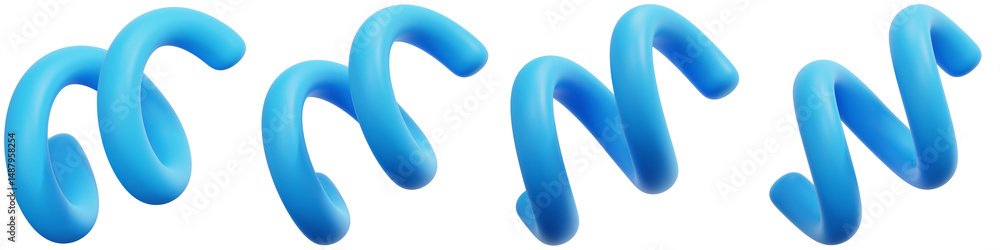 Poster set of abstract blue curved lines for design use 3d render icon illustration