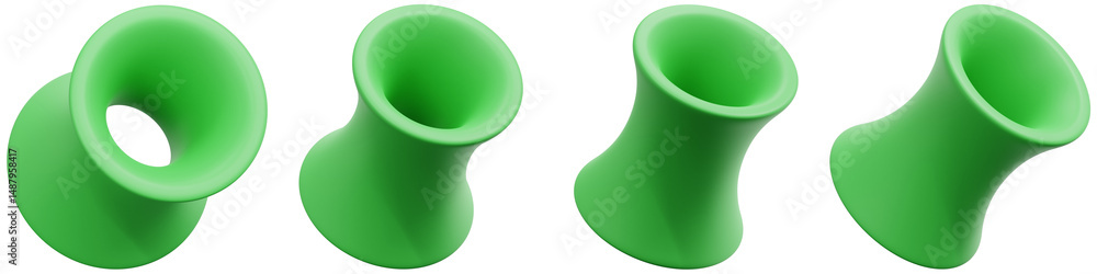 Aufkleber set of colorful green shapes with unique curves and fluid structures 3d render icon illustration