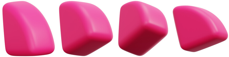 Set of Bright Pink Abstract Shapes for Modern Design and Creative Projects 3d Render Icon Illustration