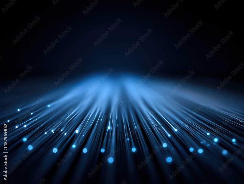 Poster fiber optic light trails illuminate a dark background with dynamic flow representing digital connect