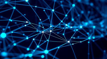 Futuristic digital interface with AI and neural network visualization background