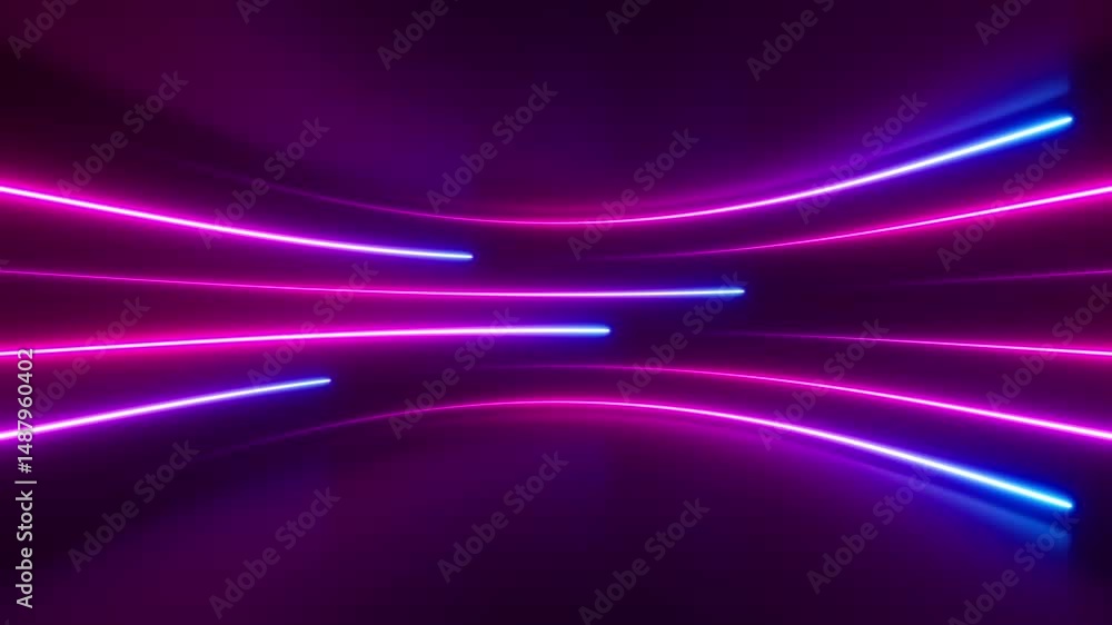 Poster bright neon lights flow abstract background. colorful beams motion texture in 3d space. shiny laser 