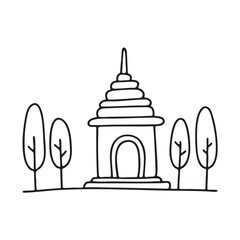 Obraz premium A temple standing quietly beside tall trees