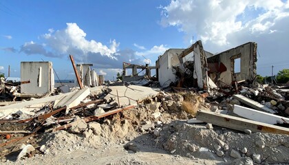 Wide Shot of Sheer Scale of Destruction from Natural Disaster