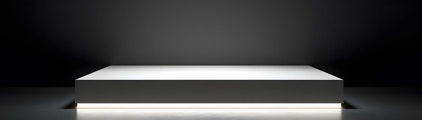 Empty, illuminated platform in a dark  setting.