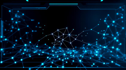 Futuristic digital interface with AI and neural network visualization background