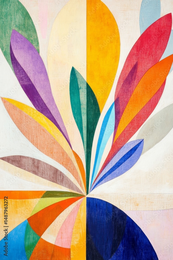 Poster abstract radial design: geometric art pattern with concentric circles and layers of color for backgr