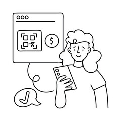 UPI payment vector outline illustrations. EPS 10 file