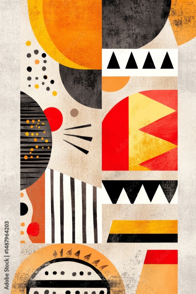 Poster abstract geometric composition with circles, triangles, and lines – modern art design element for ba