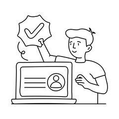 Verified Merchant vector outline illustrations. EPS 10 file