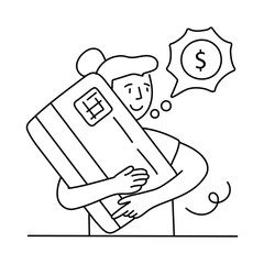 Smart Card Balance vector outline illustrations. EPS 10 file