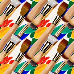 artist brushes and acrylic colors