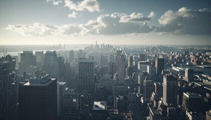Cinematic Cityscape Render with Dramatic Lighting and Wide Aspect Ratio