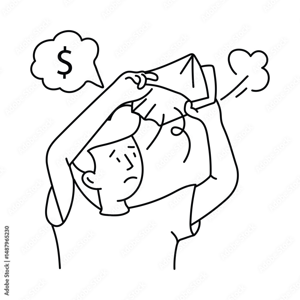 Poster empty wallet vector outline illustrations. eps 10 file