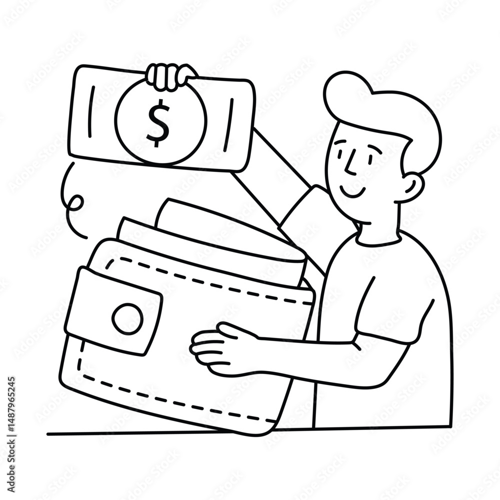 Poster saving vector outline illustrations. eps 10 file