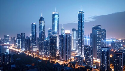 Fototapeta premium Stunning Photorealistic Cityscape with Sharp Details and Accurate Lighting