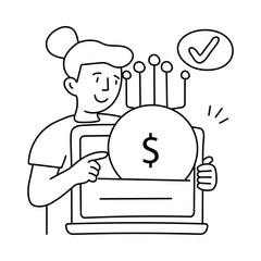 Virtual Currency  vector outline illustrations. EPS 10 file