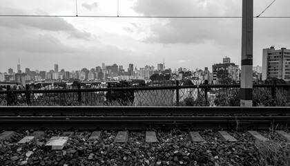 Cityscape View from Train Track with Industrial Aesthetic