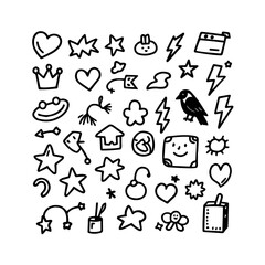 Naklejka premium Hand-Drawn Doodle Collection Cute Black and White Sketches