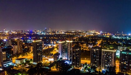 Fototapeta premium Vibrant Cityscape at Night Showcasing Bars and Clubs in Urban Setting