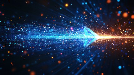 Fototapeta premium Abstract arrow of digital particles