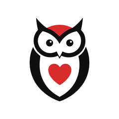Owl with heart shaped body composition