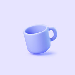 Floating pastel blue mug on soft background, minimal concept