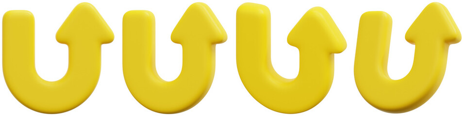 Set of Bright Yellow Arrows for Creative Design Use 3d Render Icon Illustration