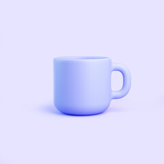 Pastel blue ceramic mug on light background, minimal style