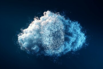 Cloud Forming Unique Fingerprint Design in Digital Space Representing Identity and Data Protection Concepts