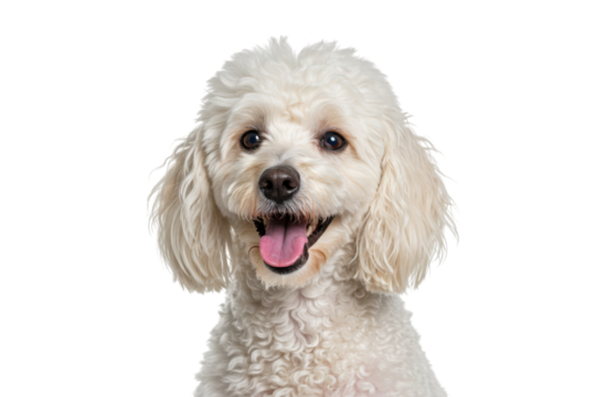 White poodle dog happy smiling portrait isolated