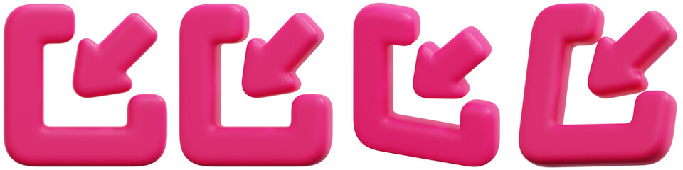 Set of Bright Pink Directional Arrows for Attention and Navigation 3d Render Icon Illustration