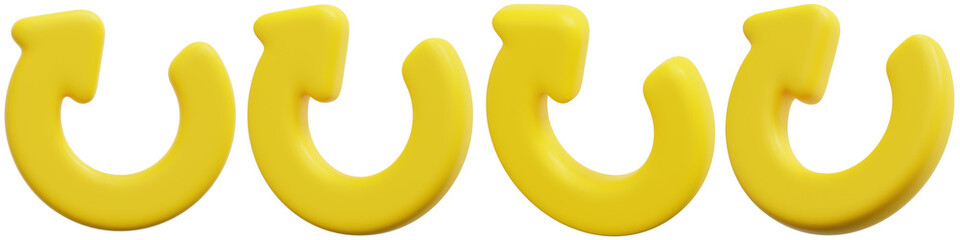 Set of Colorful Yellow Curved Arrows for Design Use 3d Render Icon Illustration
