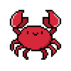 Flat design pixel art crab illustration