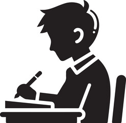 young boy student silhouettes vector