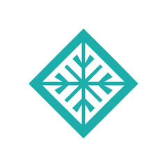 Snowflake centered inside diamond frame