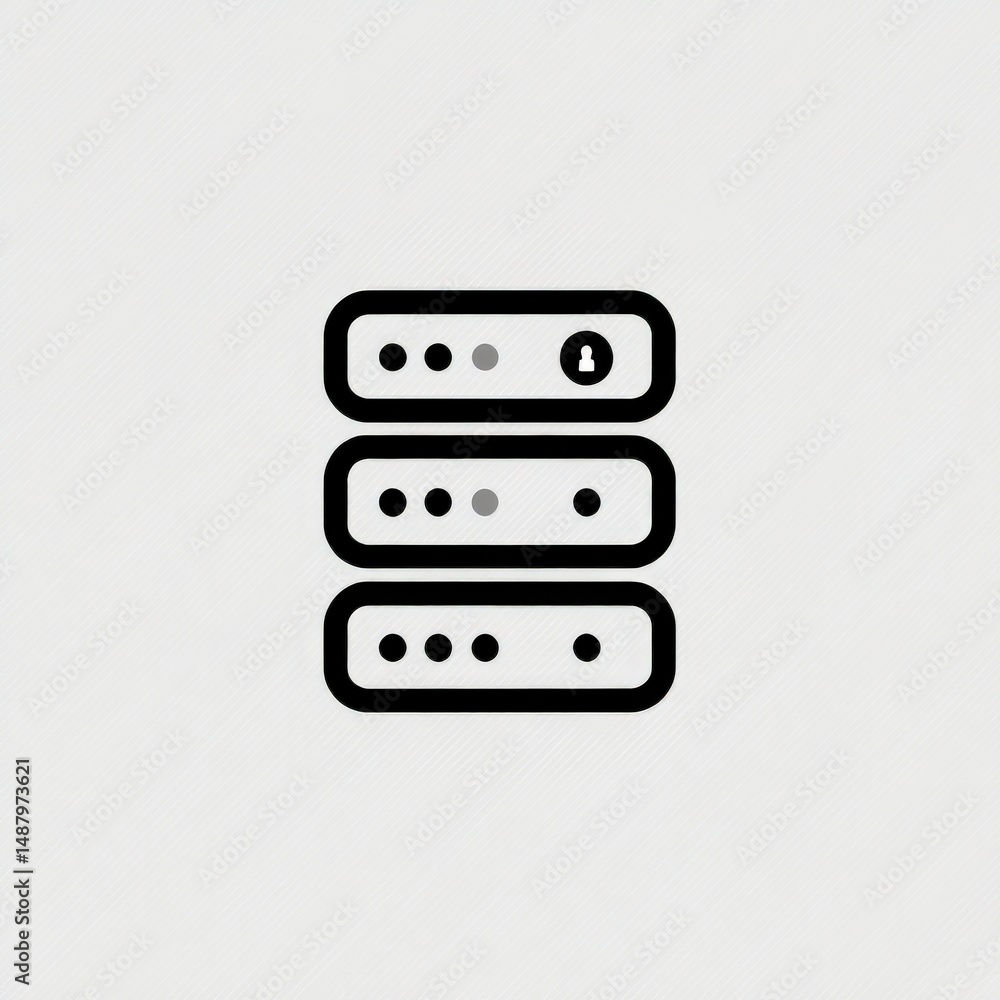Poster a close-up illustration of stacked server racks showcasing data storage technology, privacy, and dig
