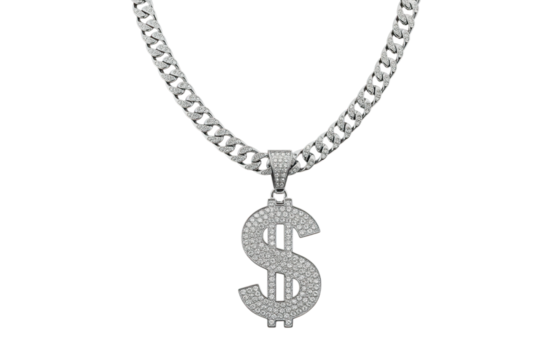 Silver chain with dollar sign pendant jewelry
