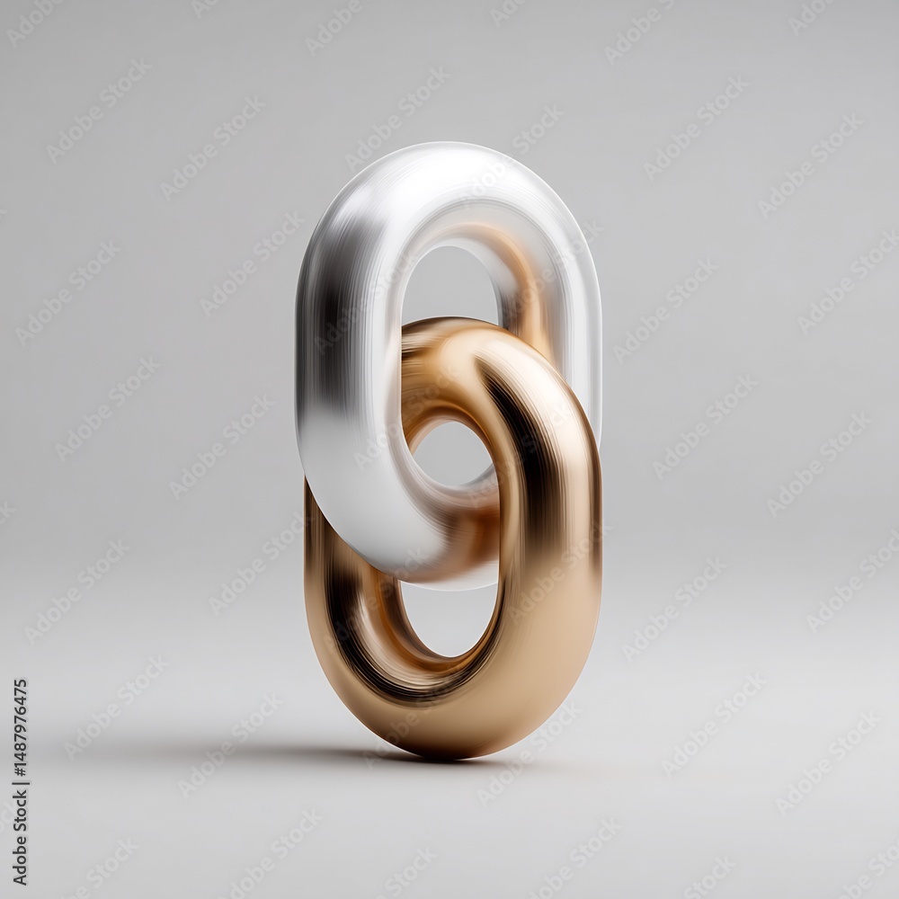 Poster interlocking metallic links: conceptual symbol of connection and strength