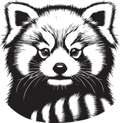 Red Panda Vector Illustration in Black & White – High-Quality Line Art Design