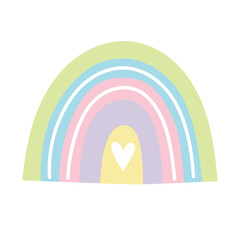 vector rainbow. Cute children's illustration on white background in pastel colors for packaging design, textile, web design and printing