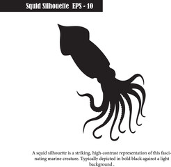  Black Squid Silhouette Vector