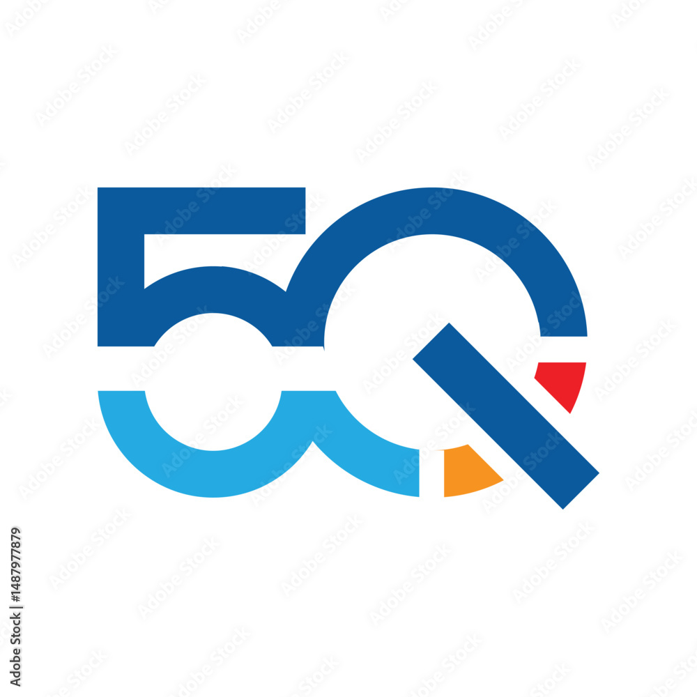 Fototapete this is a logo design of an initial 5q in predominantly blue color on a white background