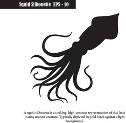  Black Squid Silhouette Vector