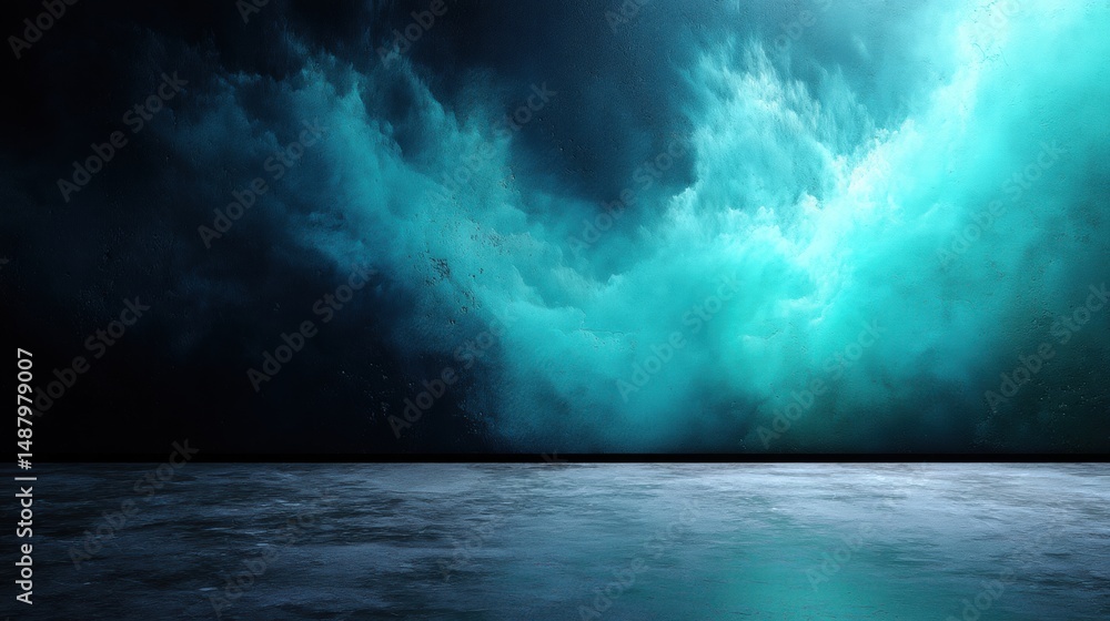 Aufkleber abstract background of an empty room with atmospheric waves and dramatic light effects